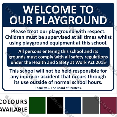 CYO|A01A – Welcome to our Playground Sign (H & S Act 2015)