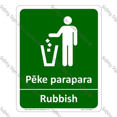 CYO|M601A - Pēke Parapara Rubbish Bilingual Sign