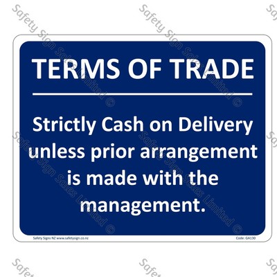 CYO|GA130 – Terms of Trade Sign