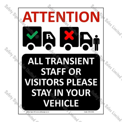 CYO|CV01 – Stay In Your Vehicle Sign