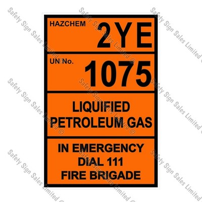 CYO|HZ03 - 2YE 1075 Liquified Petroleum Gas Hazchem Sign
