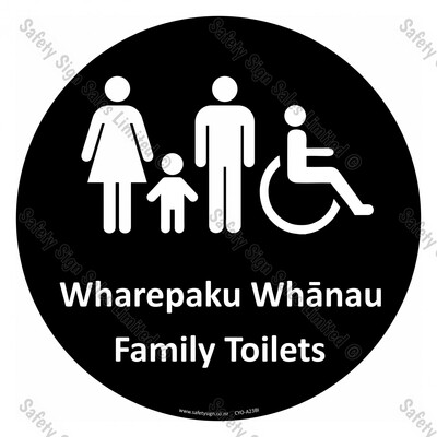 CYO|A23BI - Wharepaku Whānau Family Toilets Sign