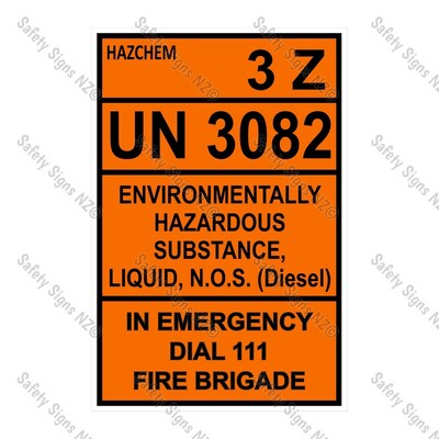 CYO|HZ10 - 3Z 3082 Diesel Flashpoint Over 60 degrees Sign