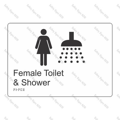 CYO|BR06 - Female Toilet + Shower Braille Sign 270 x 180mm