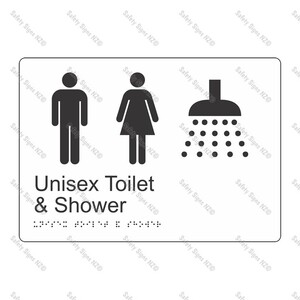 CYO|BR13 - Unisex Toilet + Shower Braille Sign 270 x 180mm